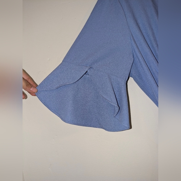 Antropologie Hutch V Neck Color Block Flutter Sleeve Wrap Dress Blue/Lilac Sz M - Picture 6 of 12